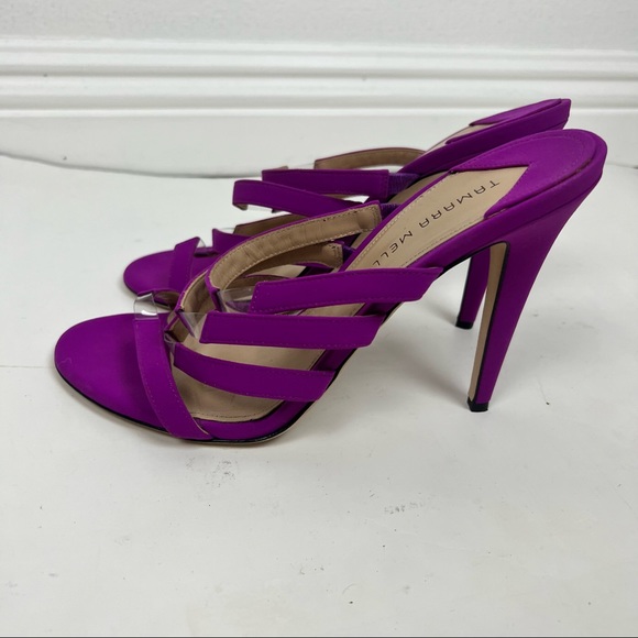 Tamara Mellon Slash 4” heel open toe with pvc panel strap in magenta Size 40.5 - Picture 6 of 9